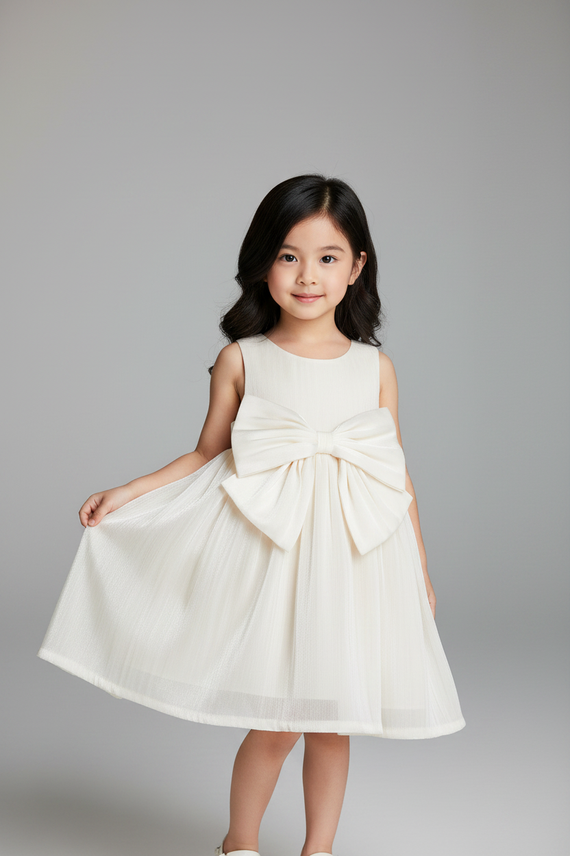 Vestido blanco crema chongo niña H&M 1242636007