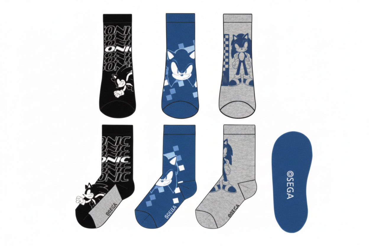 Set paquete 3 Calcetines Sonic niño St Jacks 3700012002