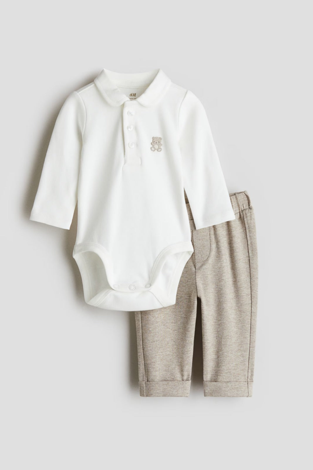 Set conjunto 2 piezas bebe niño beige cafe H&M 1294787001