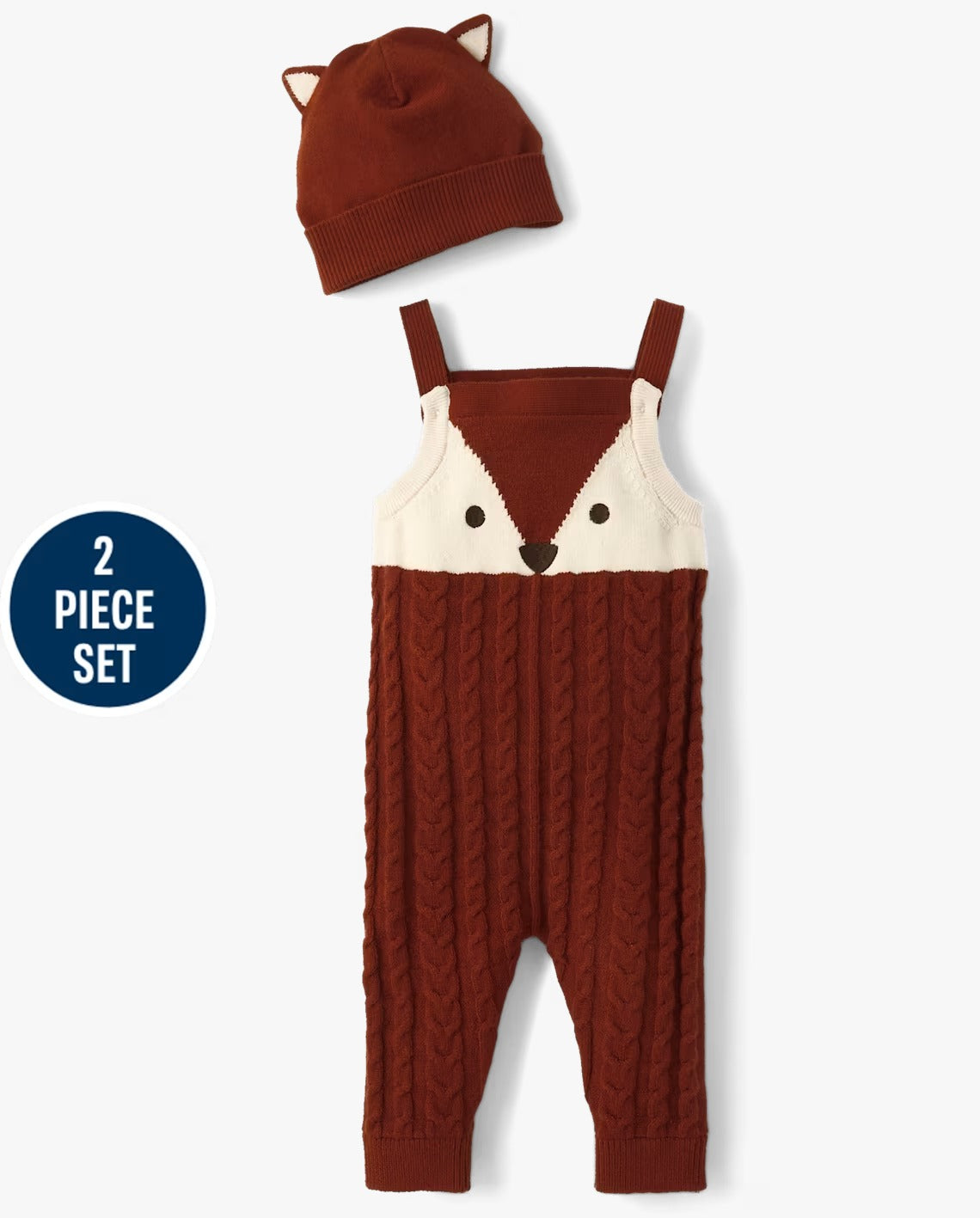 Set 2 piezas overall gorro zorro café bebe niño Childrens Place 3054421002