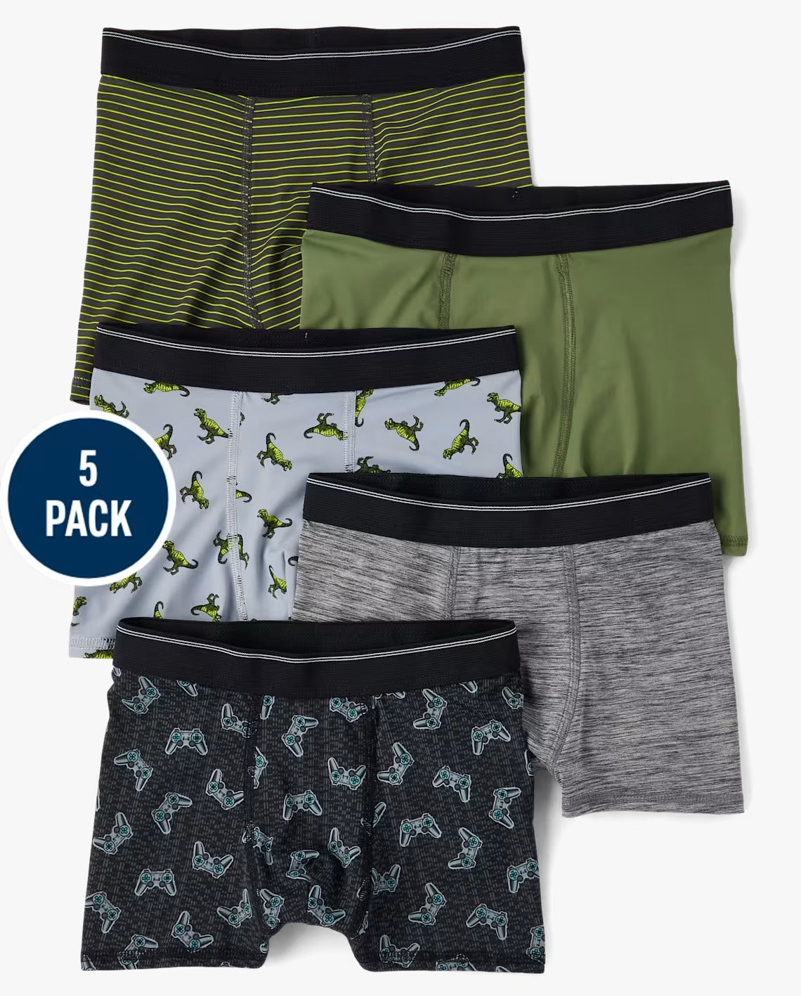 Set 5 ropa interior niño dinosaurio Gray Steel The Childrens Place 3048510006