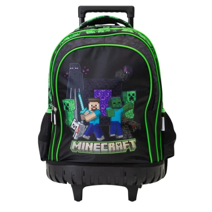 Mochila con ruedas negra verde niño Minecraft M34-220500 12901090