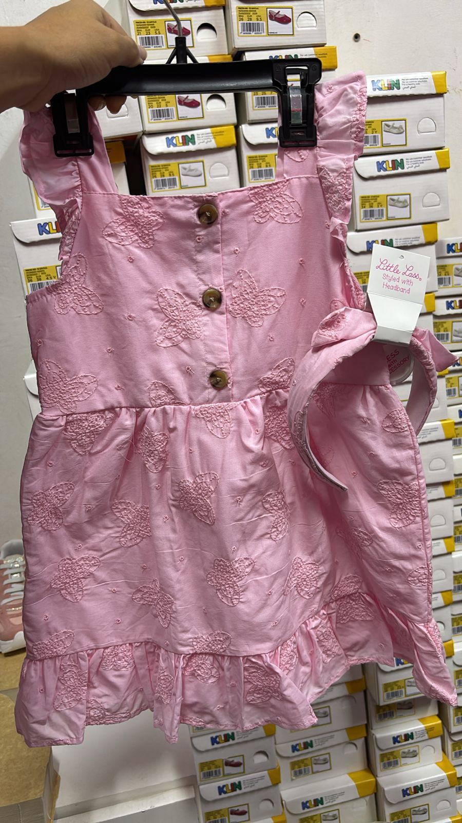 Vestido rosado con diadema niña