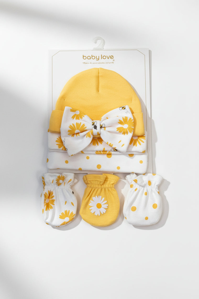 Set gorro bincha guantes manoplas bebe niña 81521
