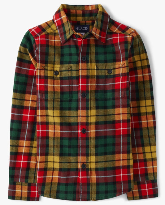 Camisa cuadros Childrens Place amarillo verde 09116912