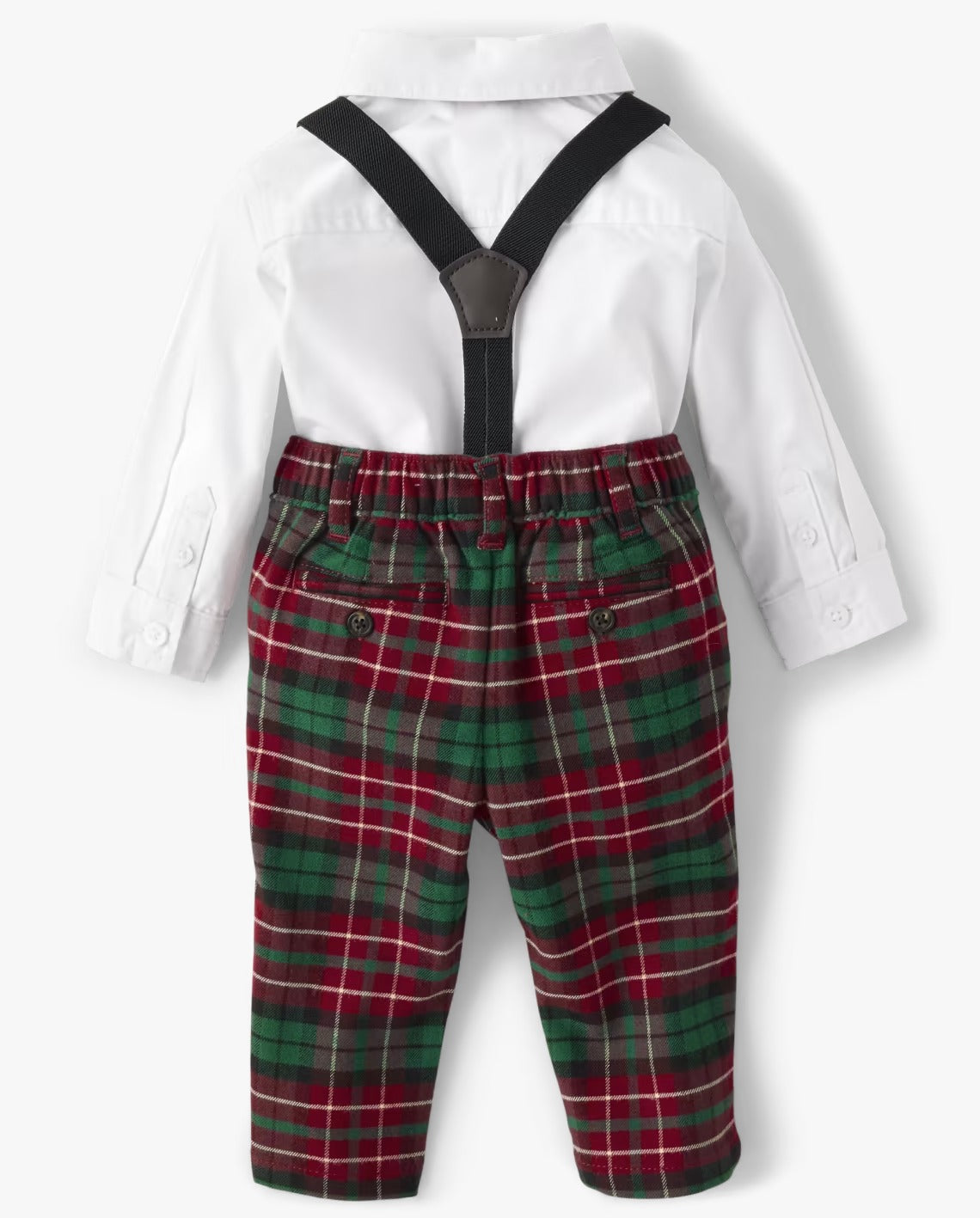Set 3 piezas mameluco camisa blanca pantalon cuadros Gymboree 48099568
