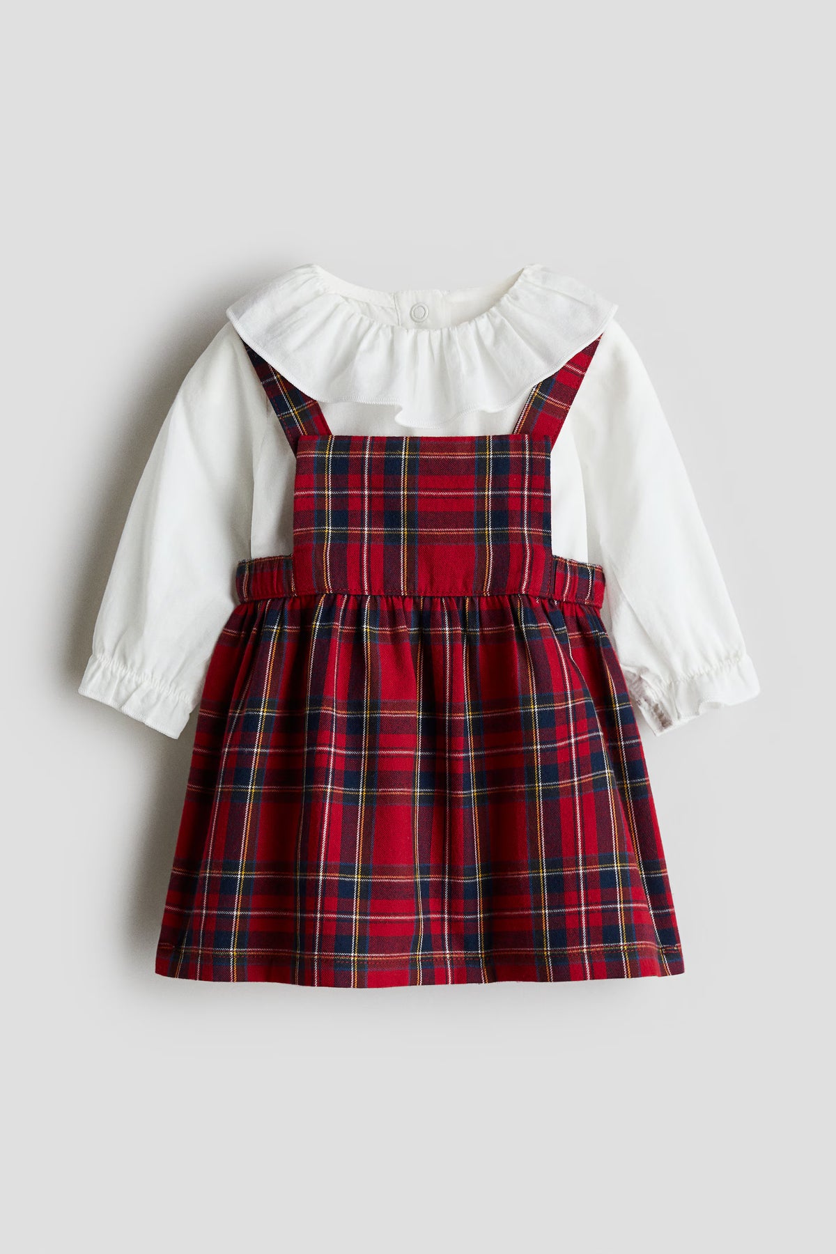 Set 2 piezas overall rojo mameluco blanco bebe niña H&M 1311611001