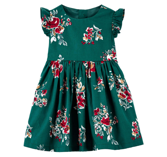 Vestido verde bebe niña flores Carters 77450224