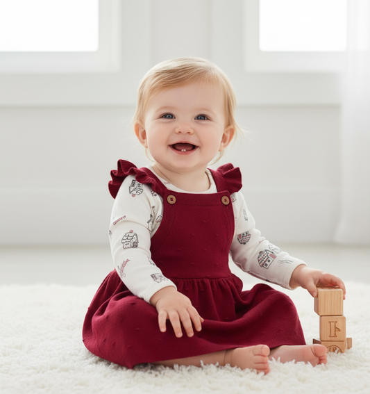 Vestido rojo bebe niña ocre con camisa Carters 69127152