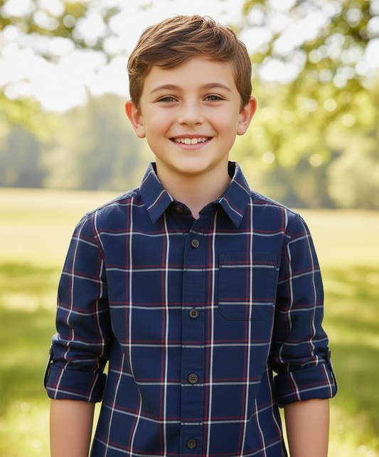 Camisa cuadros azul rojo Gymboree niño formal 33408752