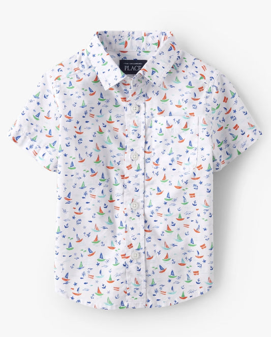 Camisa formal blanca anclas barcos Childrens Place bebe niño