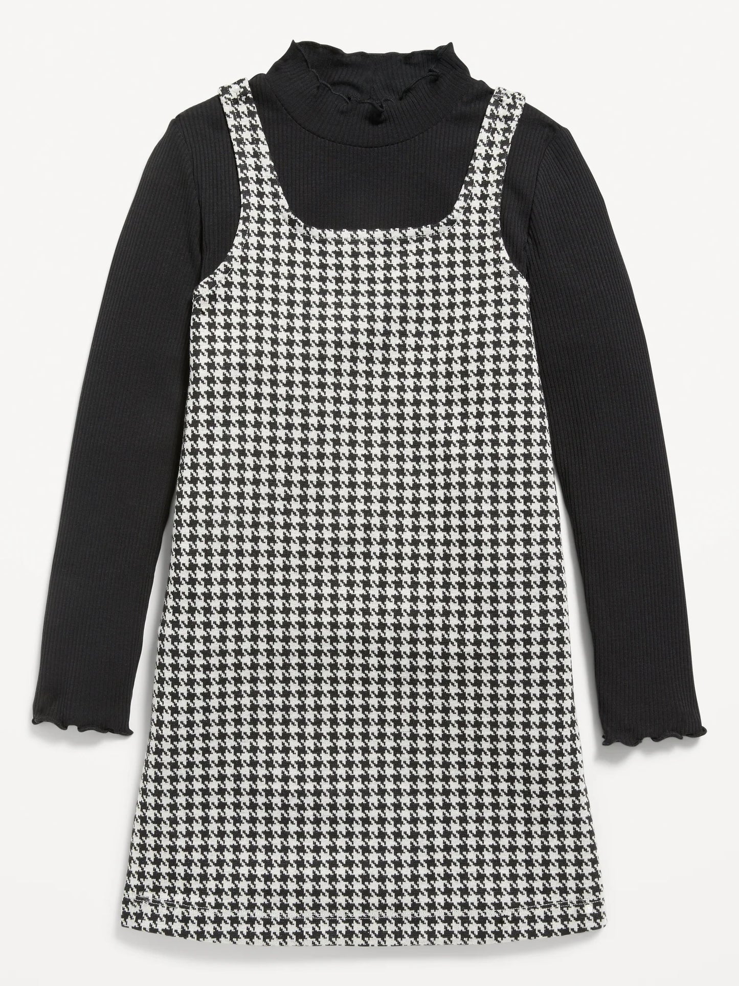 Vestido overall con camisa cuadros negros blancos old navy niña 37834992