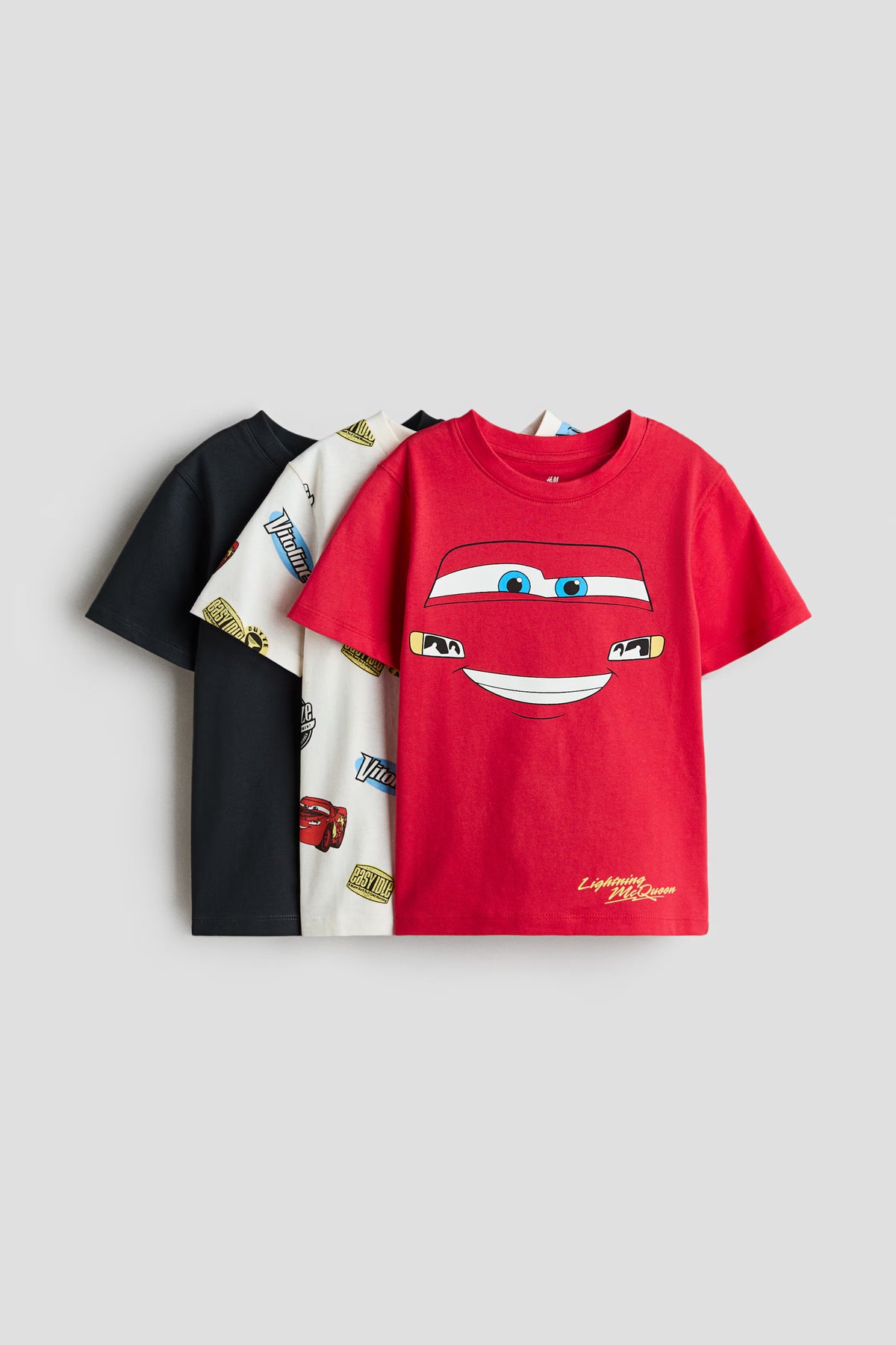 Set 3 camisas rayo mcqueen cars negra beige roja niño H&M 1345292001