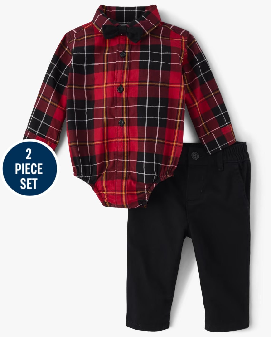 Set 3 piezas bebe niño childrens place camisa cuadros roja corbatin 25427184