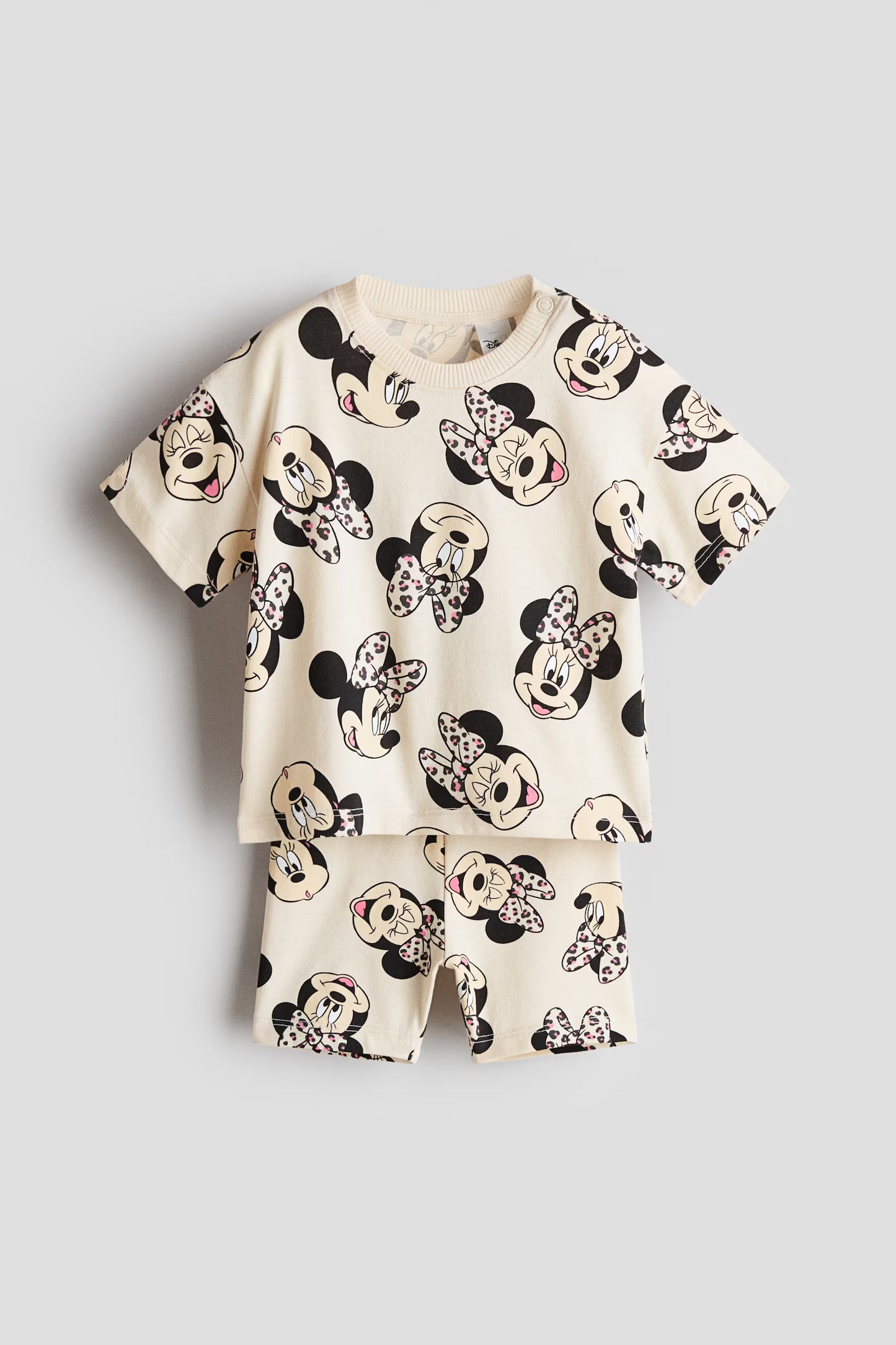 Set conjunto 2 piezas camisa short beige niña Minnie H&M 1320121001
