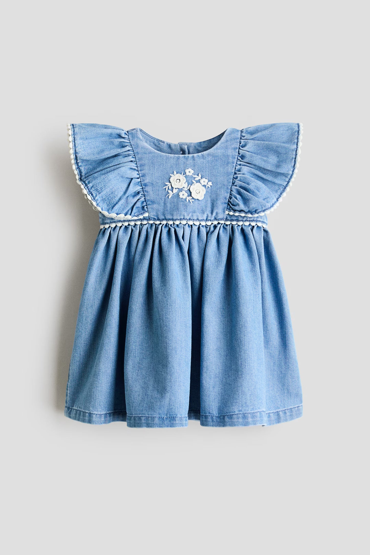 Vestido azul jeans flores bebe niña H&M 1328776001009