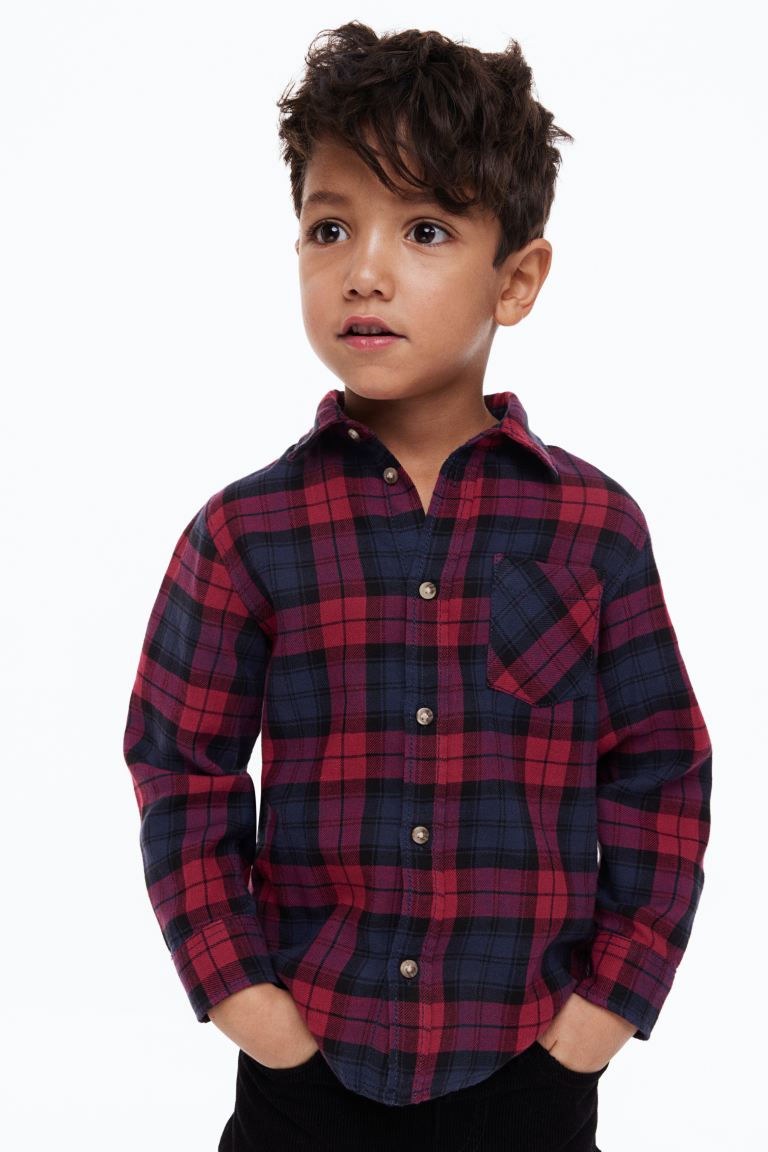 Camisa cuadros azul roja niño H&M formal 28896496