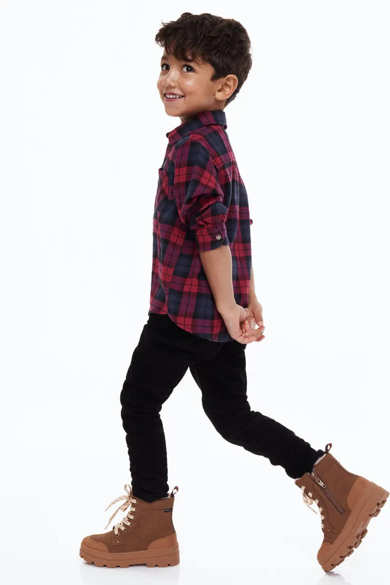 Camisa cuadros azul roja niño H&M formal 28896496