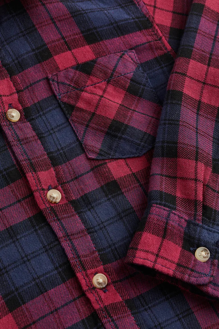 Camisa cuadros azul roja niño H&M formal 28896496