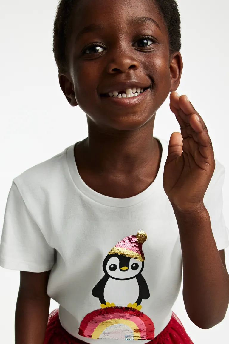 Camisa blanca pinguinos niña H&M