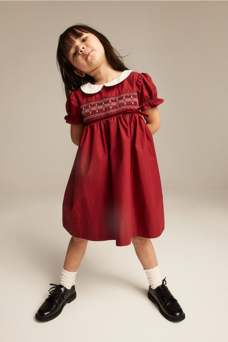 Vestido rojo vino niña H&M coello blanco 55026416