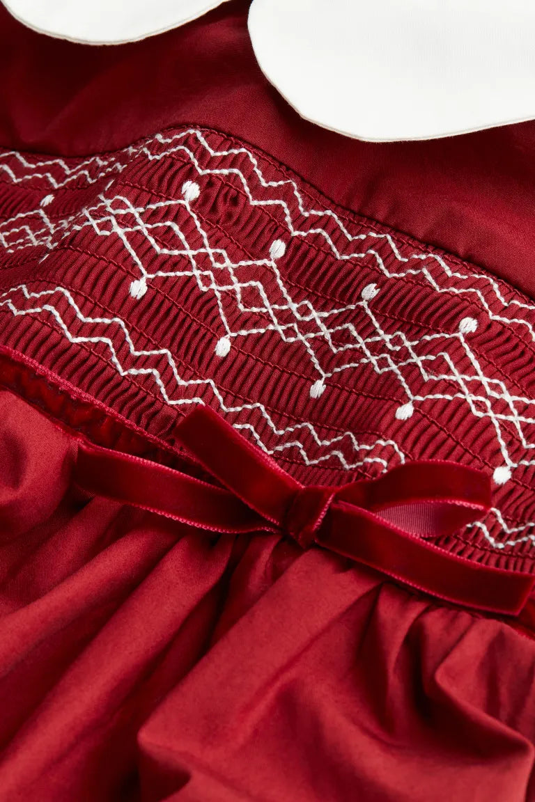 Vestido rojo vino niña H&M coello blanco 55026416