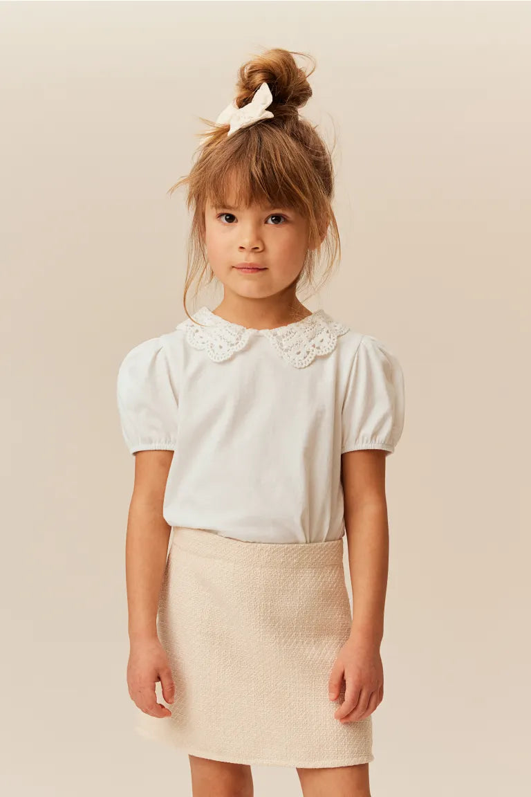 Camisa blanca niña H&M revuelos blusa