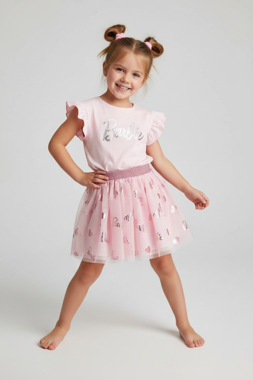 Set 2 piezas barbie falda tutu rosado H&M niña