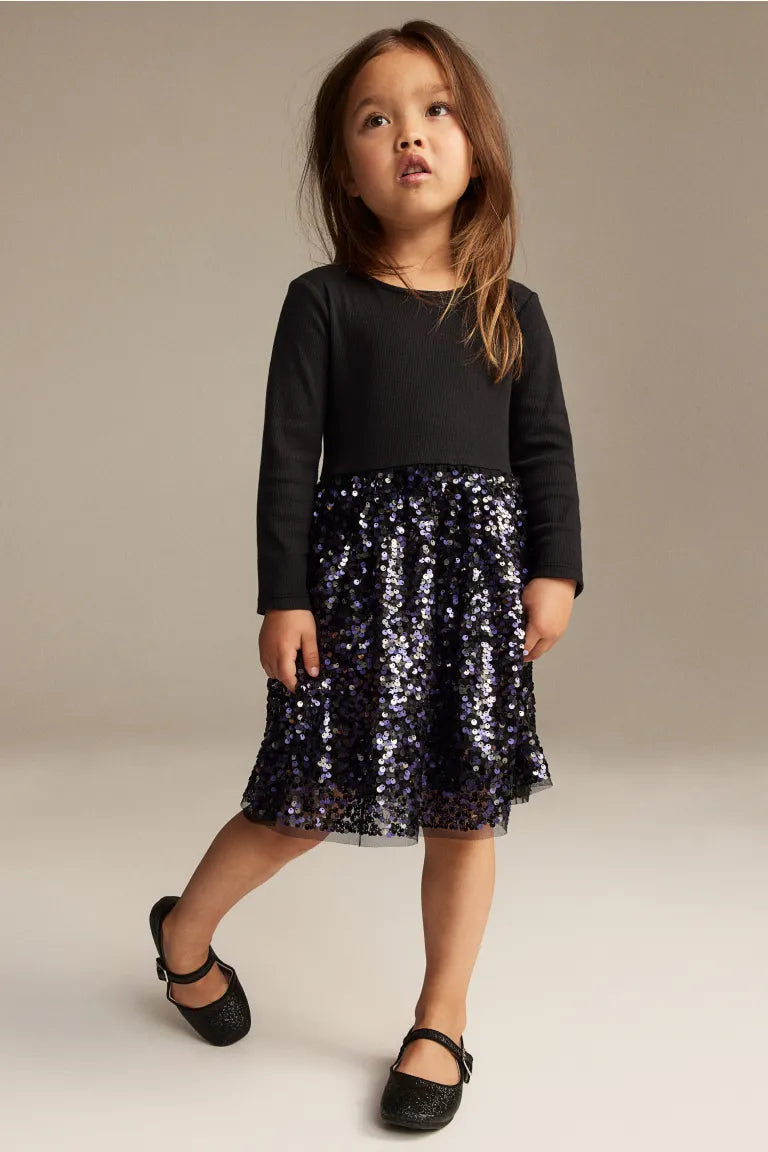 Vestido negro niña H&M lentejuelas tulle glitter