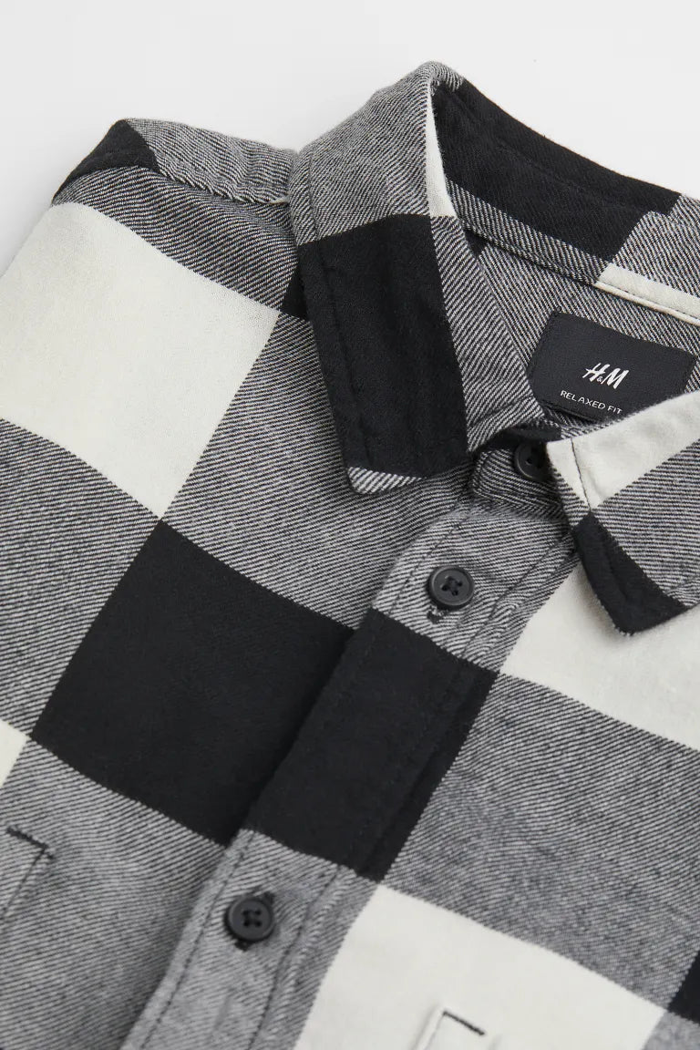 Camisa cuadros blancos negros Adulto hombre H&M