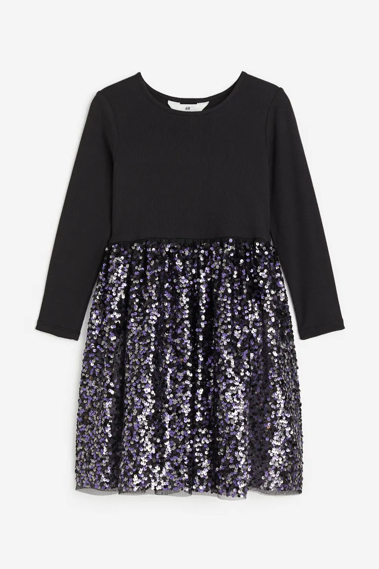 Vestido negro niña H&M lentejuelas tulle glitter