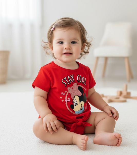 Camisa Minnie roja bebe niña nudo promo 4x1000