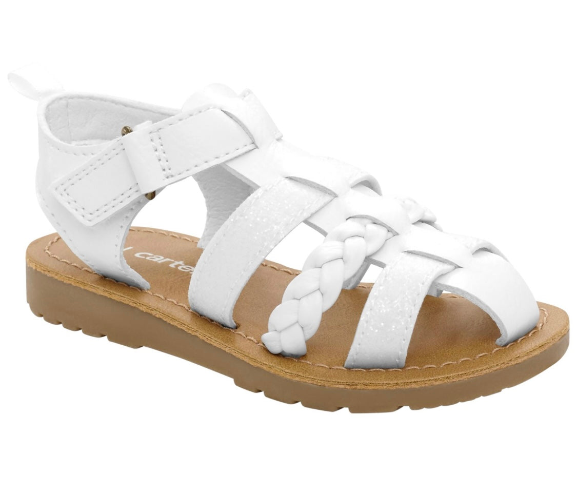 Sandalias blancas Carters niña trenza Kima