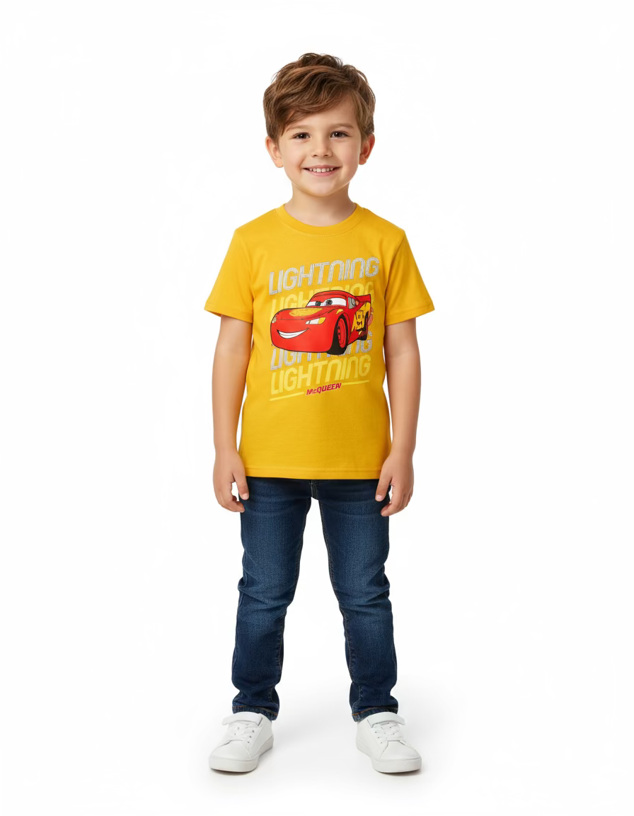 Camisa niño rayo McQueen Cars Queen amarilla promo 4x1000