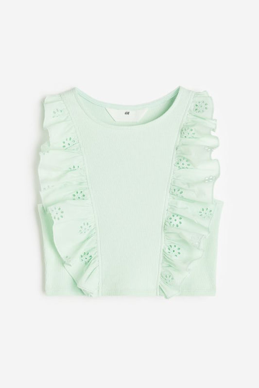 Camisa verde niña H&M revuelos blusa