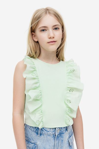 Camisa verde niña H&M revuelos blusa