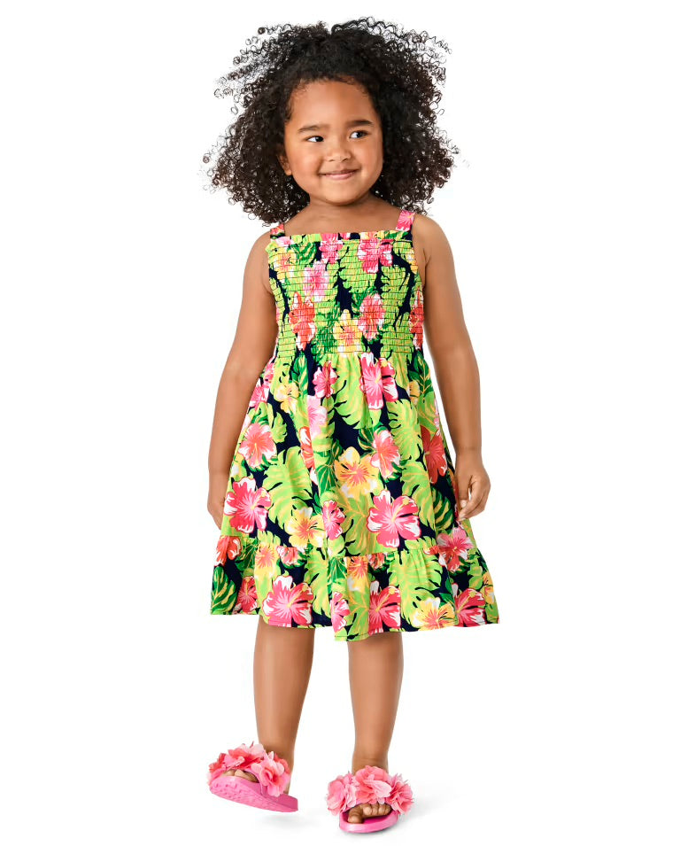 Vestido verde flores rosadas niña Gymboree promo 2x1000