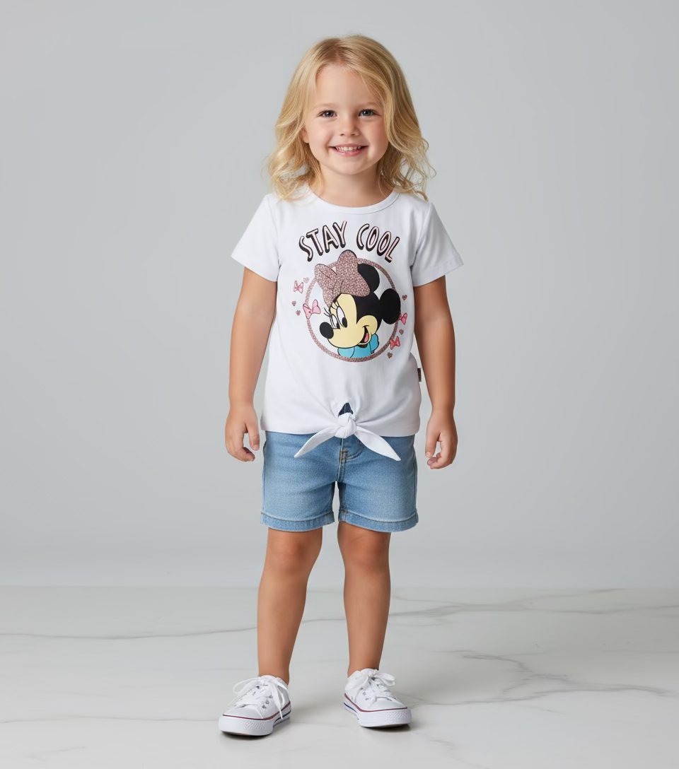 Camisa Minnie blanca niña y bebé niña promo 4x1000