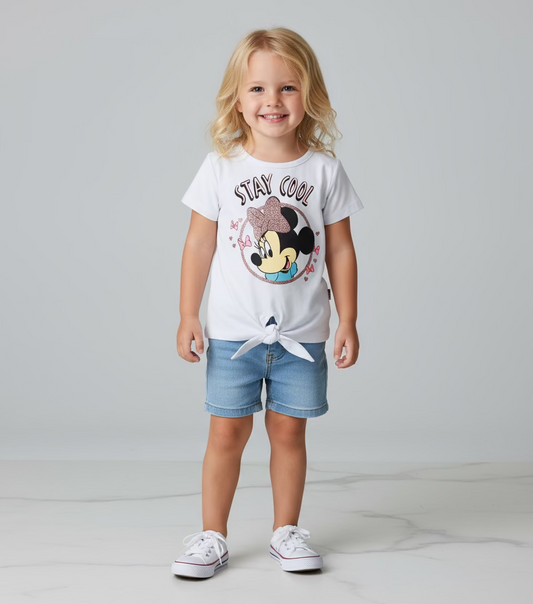 Camisa Minnie blanca niña y bebé niña promo 4x1000