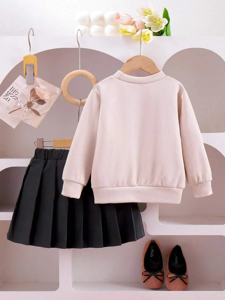 Set conjunto camisa sueter rosada chongo negro falda negra sk2410231266711131