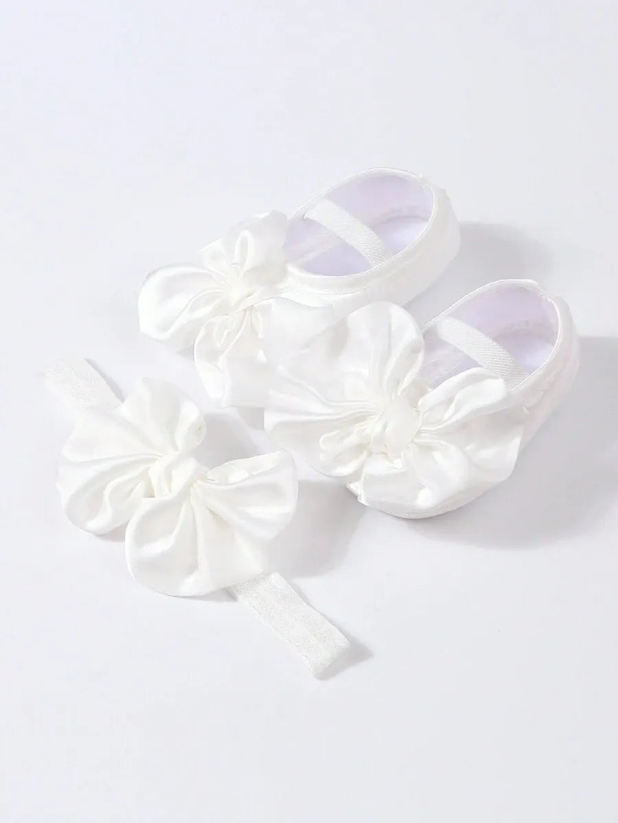 Set 2 piezas bincha blanca zapatos blancos bebe niña sa2405063333780049