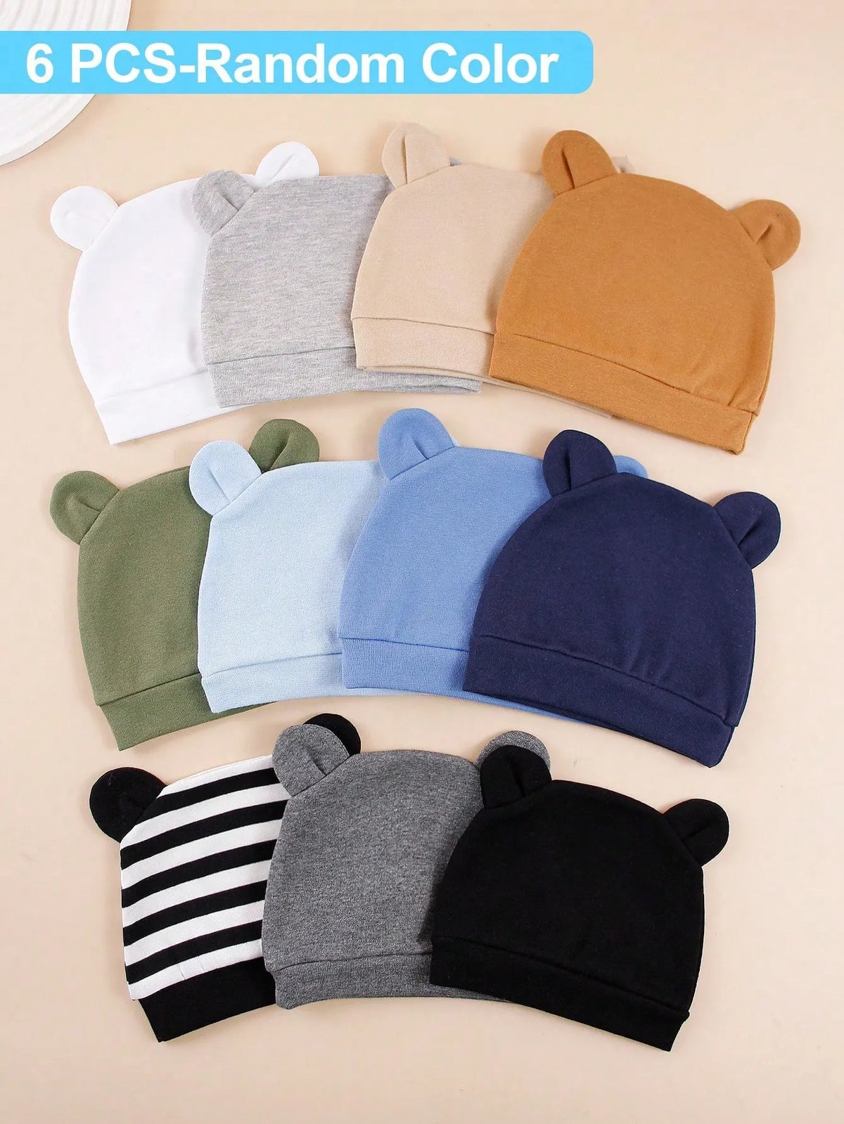 Set 6 piezas gorros multicolor bebe niño niña salida hospital
