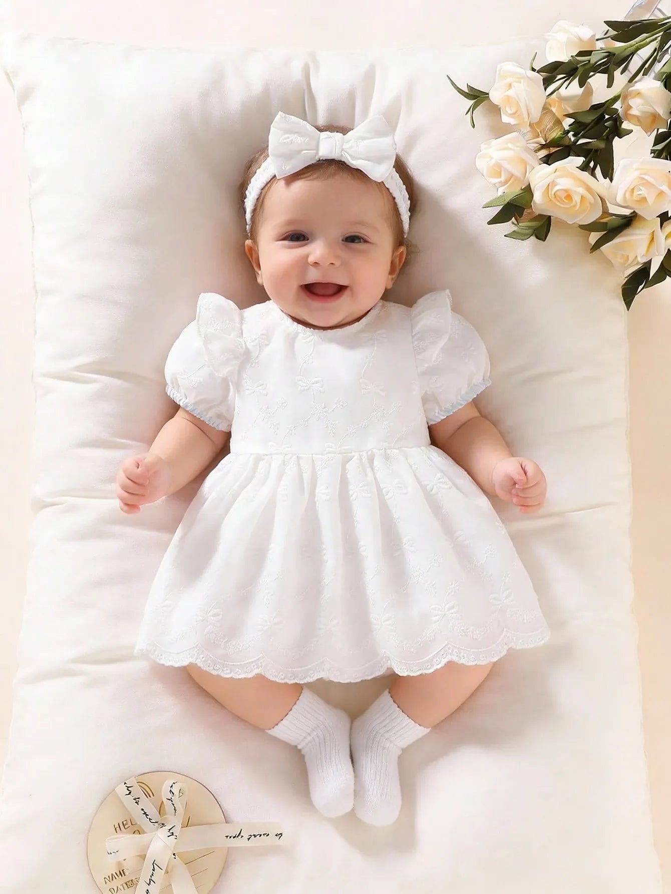 Vestido blanco chongo blanco bebe niña sa251216174833451752624
