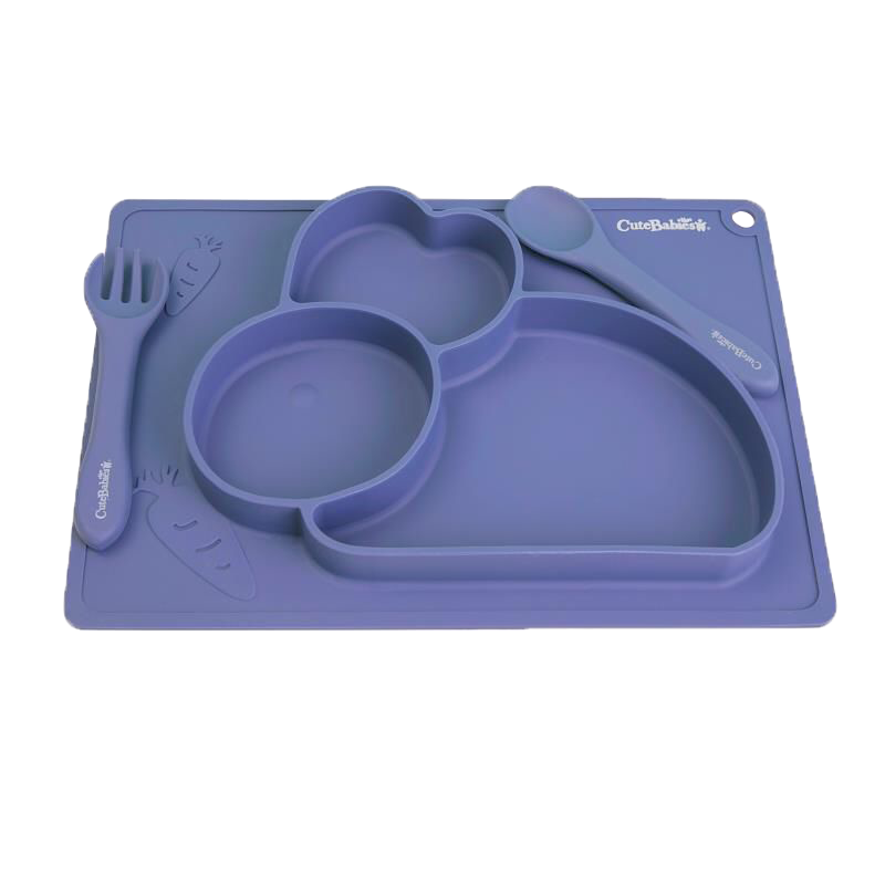 Set plato de silicon azul Cutebabies