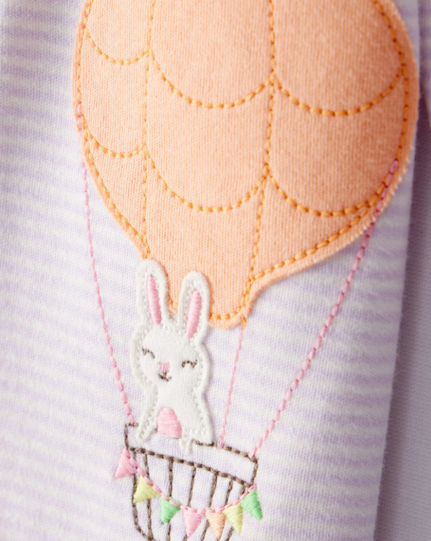Pijama Morada a rayas Globo con conejo para niña