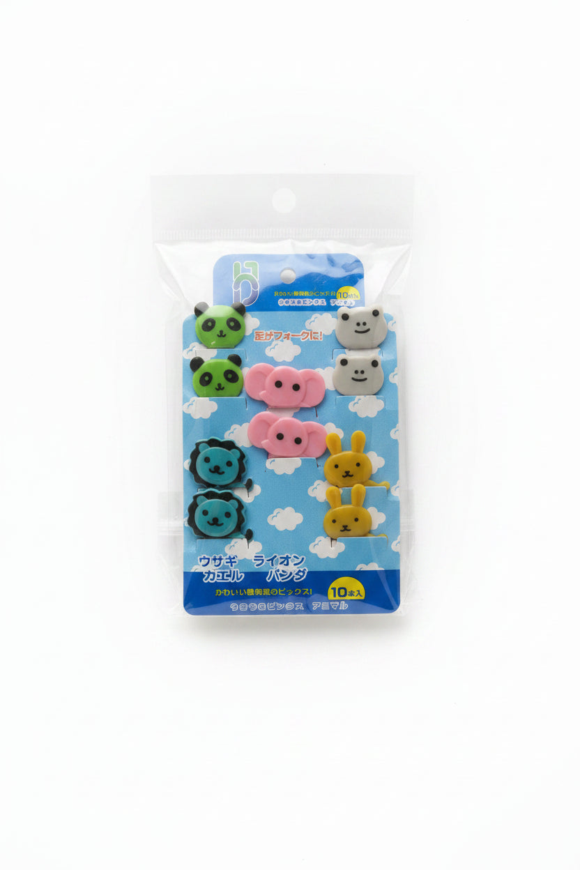 Set 10 pincho lonchera animales panda elefante sapito león