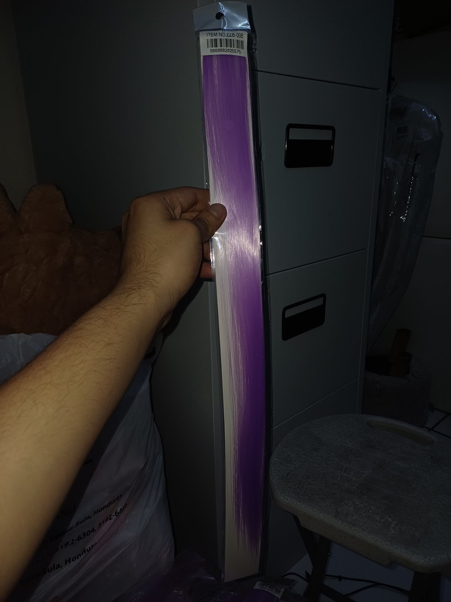 Peluca extensiones cabello morado niña accesorio gancho