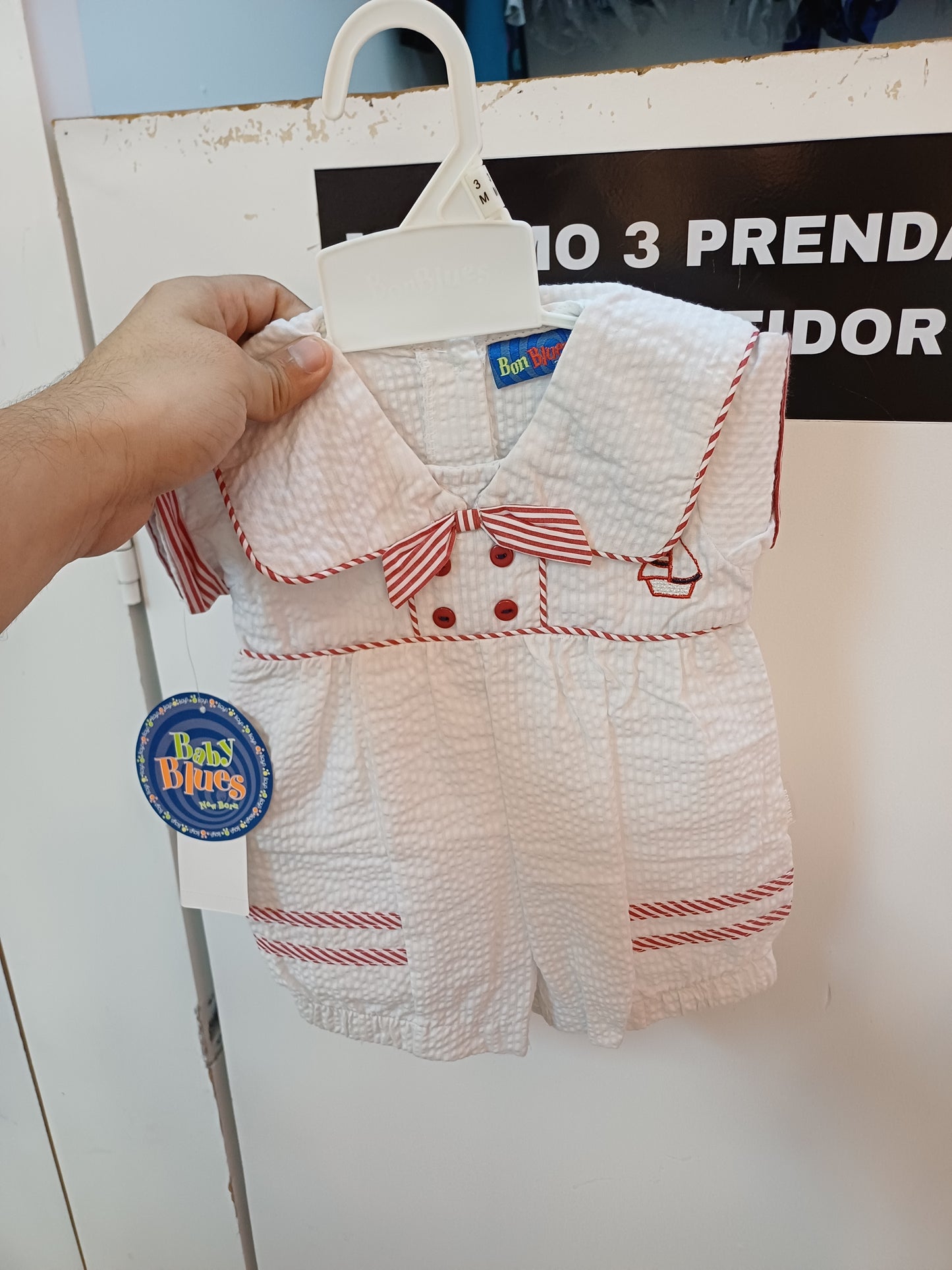 Mameluco blanco rojo bebe niño 53118