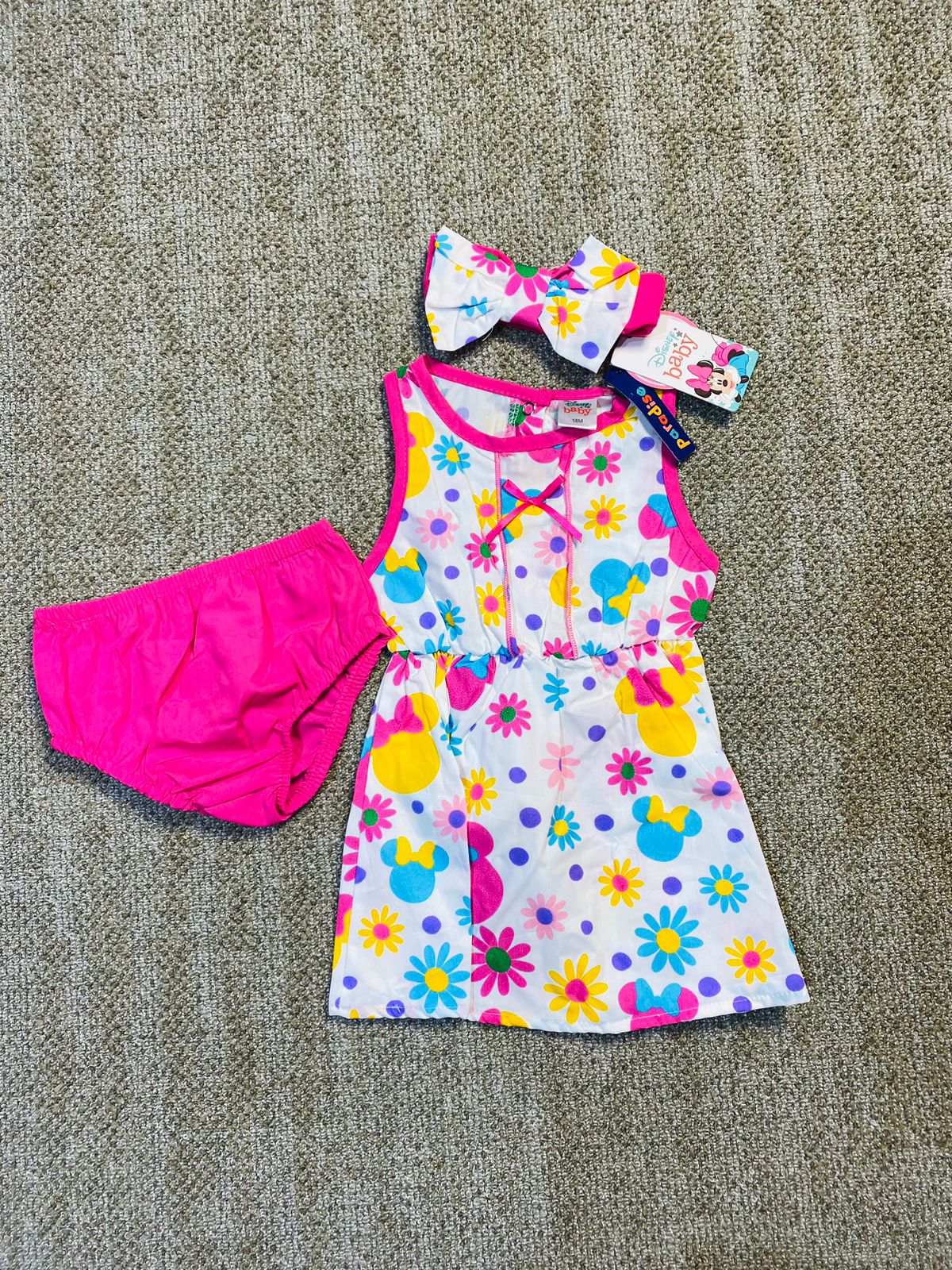 Vestido blanco flores Minnie Disney bebe niña promo 4x1000