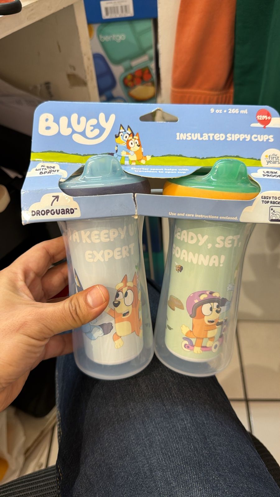 Set 2 vasos entrenamiento azul verde bebe niño niña Bluey